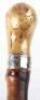 A 19th century Horse Racing memento silver banded bamboo walking cane - 17