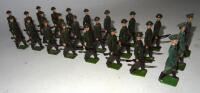 Britains three sets 1603, Irish Free State Infantry SECOND VERSION marching at the trail with Officers (Condition Very Good, one officer boot and one base chipped) with an additional man (Condition Very Good, rifle repaired) 1956 (25)