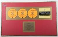 Triple album award by BPI for ‘Greatest Dance Album Ever Made’ of sales in the UK of over 100,000 copies 1997