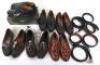 A selection of men&rsquo;s shoes and belts, including a pair of black leather Loake brogues, Johnston & Murphy