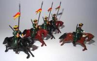 Britains set 136, Russian Cossacks with Officer (Condition Good-Fair, one trooper Poor) 1930 (5)