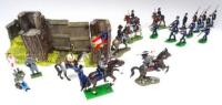 American Civil War Log Fort Gateway with Britains set 17100 Nathan Bedford Forrest, Trophy, Little Legion and Fusilier figures, some in original boxes (Condition Excellent, boxes Very Good) (25)