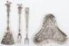 A Dutch silver caddy spoon and pickle fork