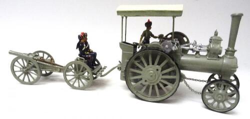 Kingcast Indian Army set BI38, Fowler B6 Traction Engine with Limber and Gun and crew of three (Condition Excellent) (6)