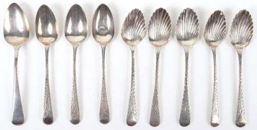 Nine Georgian tea spoons