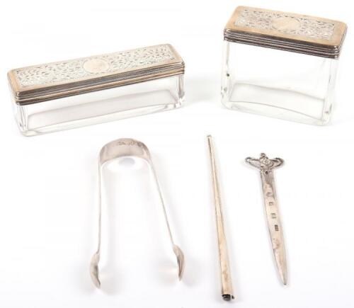 A set of Georgian silver and glass scent pots, Archibald Douglas, London 1831