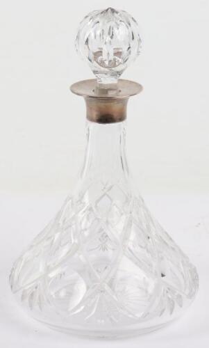 A 20th century glass and silver ships decanter, J B Chatterley & Sons, Birmingham 1978