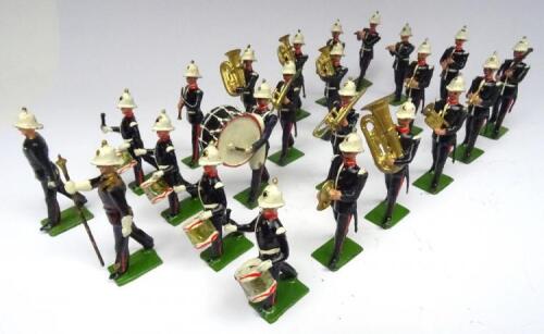 Britains set 1288, Band of the Royal Marines SECOND VERSION, full trousers, with two additional figures (VG, but residue of degraded foam rubber on some musicians) 1934 (23)