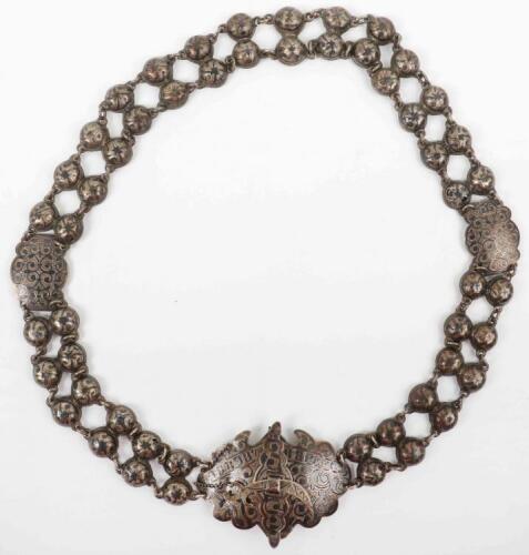 A late 19th century Russian silver and niello waist belt and buckle, St. Petersberg,