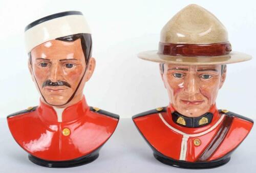 Royal Doulton pair of Royal Canadian Mounted Police busts