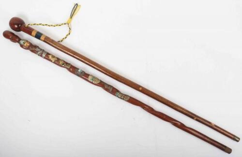 A Royal Canadian Mounted Police cane, with crest mounted inset to the top, 88cm,