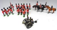 S&S Miniatures Welsh Guards with Colour Bearers and mounted Colonel, with Ducal HM Queen, Princess Anne, Royal Marines mounted Officer and Royal Horse Artillery 13pdr and Crew in full dress with some original boxes (Condition Excellent, one rifle damaged,