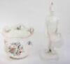 Two white china military band figures, 29cm - 5