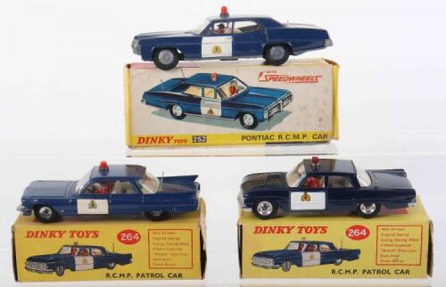 Three Dinky Royal Canadian Mounted Police (RCMP) Patrol cars