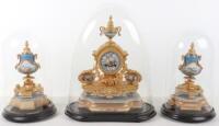 A 19th century French Sevres style porcelain mounted gilt metal mantle clock stamped P.H. Mourey
