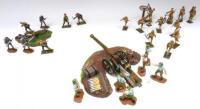 Trophy World War I sets EQ67, Somme Bombardment 6inch gun with emplacement and crew, and GWD6 Covering Fire, German Stormtroopers with Lewis Gunner diorarma in original boxes (Condition Excellent, boxes Very Good) and eighteen figures by other makers (Con