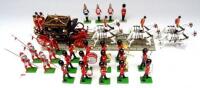 Britains set 00254, Irish State Coach with team of six horses, fourteen Coldstream Guard Musicians, four Honourable Artillery Company Pikemen and five other figures (Condition Very Good, one pike head loose, one repaired, some traces damaged or missing, o