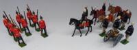 Britains set 76, Middlesex Regiment FIFTH VERSION full trousers with Officer (Condition Good), and neatly repainted set 28, Mountain Artillery (Condition Very Good) (20)