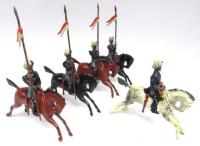 Britains from set 64, RARE 16th Light Cavalry with Trumpeter (Condition Very Good) 1937 (5)