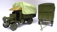 Toy Army Workshop Peerless covered Lorry with horse trailer tundra finish,with horse trailer, driver in steel helmet (Condition Excellent) (3)