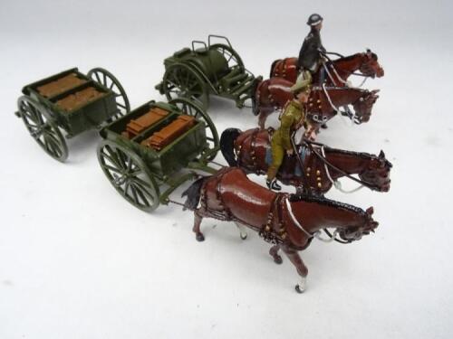 Toy Army Workshop Horsedrawn Limbered Wagon with eight crates, and horse drawn Water Wagon (Condition Excellent) (15)