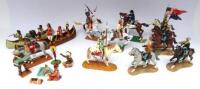 Trophy and other Wild West Trophy sets WW2, WW4, WW5 and WW9 with Valiant and Tommy Atkins etc. Custer, Cavalry, Pony Express, two Indians, Trader and Indians, Trapper and Indian Canoes (Condition Excellent, one paddle broken, boxes Very Good) (26)