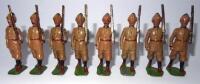 Britains set 1621, 12th Frontier Force marching at the slope (Condition Very Good, four Good, one arm embellished, one not matching paint) (8)