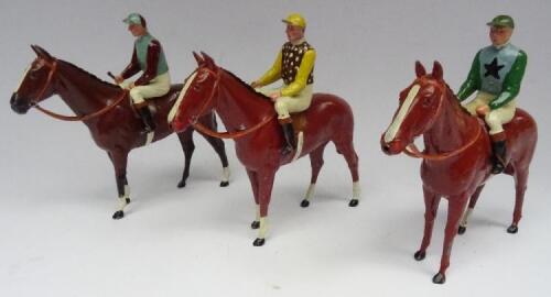 Britains Racing Colours (Condition Good, jockey colours repainted, one end of whip missing) (3)