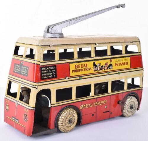 Scarce Betal Clockwork Tin-plate General Transport Trolley Bus