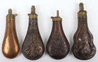 4x Assorted Gun Sized Copper Powder Flasks