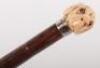 ^ Edwardian Walking Stick with Nicely Carved Ivory Dogs Head Handle - 5