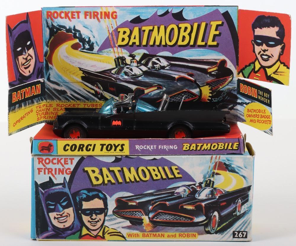 CORGI TOYS Batman Classic TV BATMOBILE Diecast Car & Repro CORGI 267 Box &  Stand