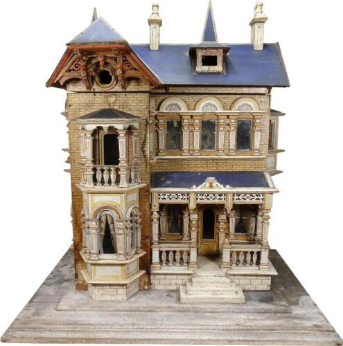 A large and impressive Moritz Gottschalk blue roof dolls house model: 2556/2 in original condition, German 1890s,