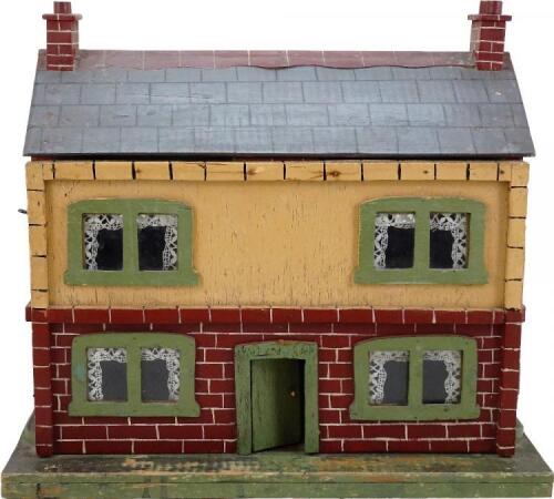 A small painted wooden dolls house, English circa 1920,