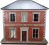 ‘Wesley Villa’ a fine painted wooden red brick Victorian dolls house, English circa 1860,