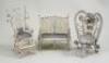 Three pieces of painted metal miniature dolls house furniture, German circa 1890,