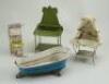 Four pieces of tin-plate dolls house furniture, German, circa 1900,