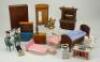 A small collection of dolls house furniture, mainly English circa 1930,