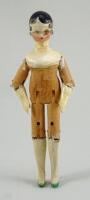 A small painted wooden Grodnertal doll, German circa 1830,