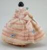 Rare small glazed china shoulder head doll with wooden body, German circa 1840, - 2