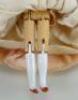 Rare small glazed china shoulder head doll with wooden body, German circa 1840, - 3