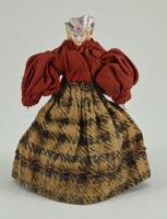 A miniature Parian- type shoulder head doll with moulded bonnet, German circa 1860,