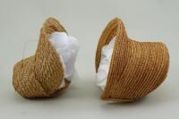 Two early woven straw dolls bonnets, English 1830s,