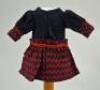 A good original red and navy dolls dress for size 2 French Bebe, circa 1880, - 2