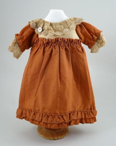 A brown cotton dolls dress for French Bebe, circa 1890,