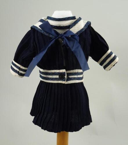 A good navy blue sailor-style dress for French Bebe, circa 1890,