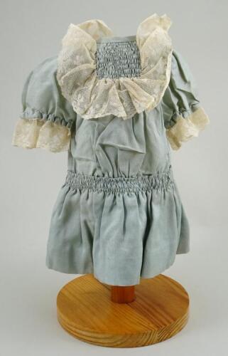 A sweet original eau de nil dolls dress for Bebe, French 1890s,