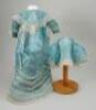 A good 1860s style blue silk French fashion dolls dress with jacket and shawl, - 2