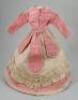 A good 1870s style cream and pink silk French fashion dolls dress, - 2