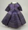 A good 1850s-60s style mauve silk French fashion dolls dress, - 2